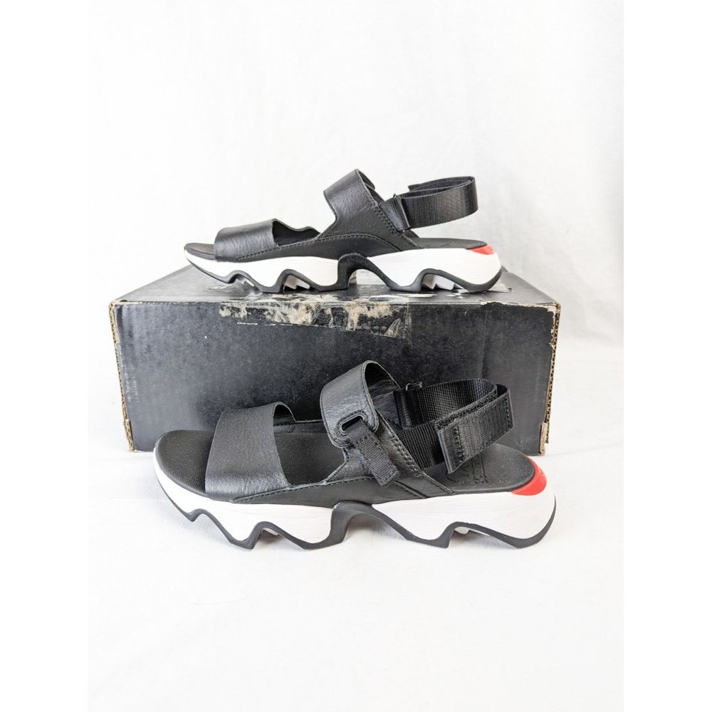 Sorel Women's Kinetic Impact II Sling Low Black Sea Salt Chunky Sandals Sz 9